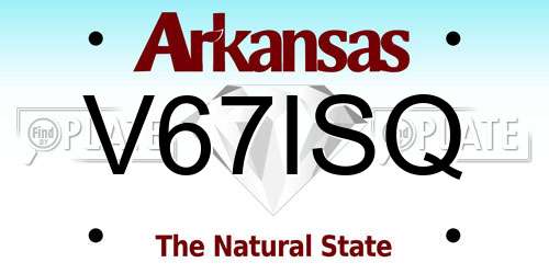 V67ISQ Arkansas License Plate