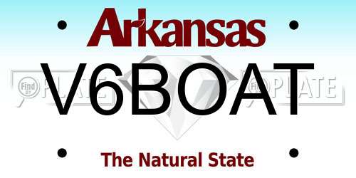 V6BOAT Arkansas License Plate