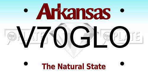 V70GLO Arkansas License Plate