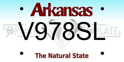 V978SL Arkansas License Plate
