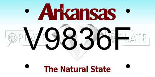 V9836F Arkansas License Plate