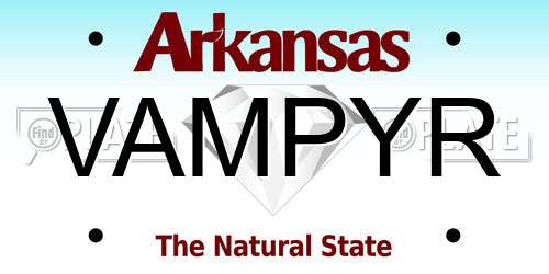 VAMPYR Arkansas License Plate