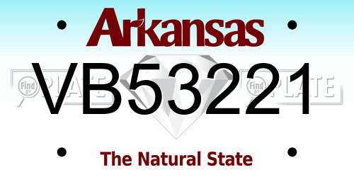 VB53221 Arkansas License Plate