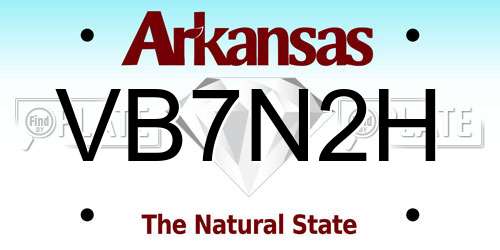 VB7N2H Arkansas License Plate