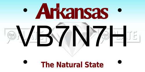 VB7N7H Arkansas License Plate
