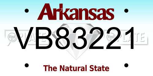 VB83221 Arkansas License Plate