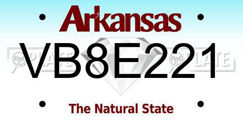VB8E221 Arkansas License Plate