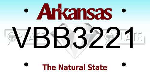 VBB3221 Arkansas License Plate