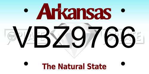 VBZ9766 Arkansas License Plate