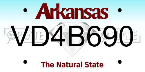 VD4B690 Arkansas License Plate