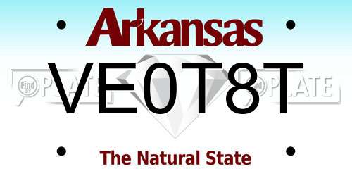 VE0T8T Arkansas License Plate