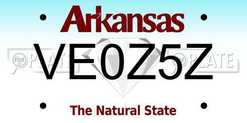 VE0Z5Z Arkansas License Plate