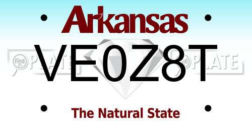 VE0Z8T Arkansas License Plate