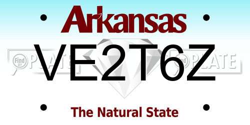 VE2T6Z Arkansas License Plate
