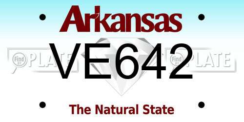 VE642 Arkansas License Plate