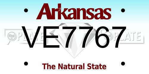 VE7767 Arkansas License Plate