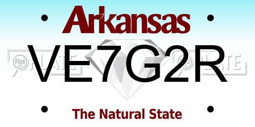 VE7G2R Arkansas License Plate