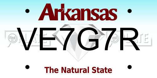 VE7G7R Arkansas License Plate