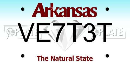 VE7T3T Arkansas License Plate