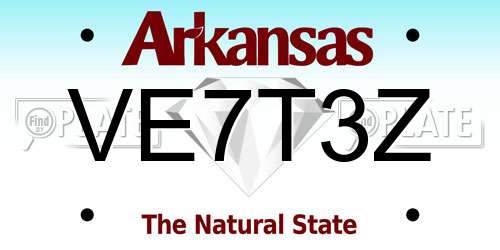 VE7T3Z Arkansas License Plate
