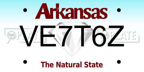 VE7T6Z Arkansas License Plate