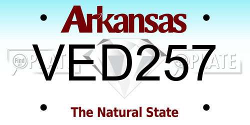 VED257 Arkansas License Plate