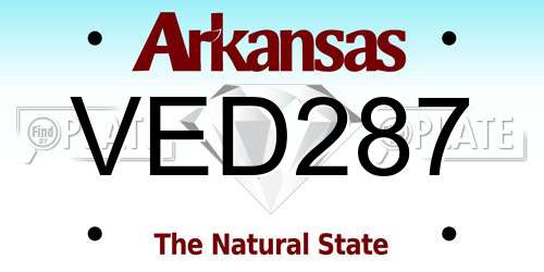 VED287 Arkansas License Plate