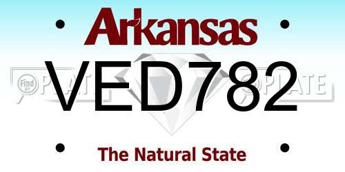 VED782 Arkansas License Plate