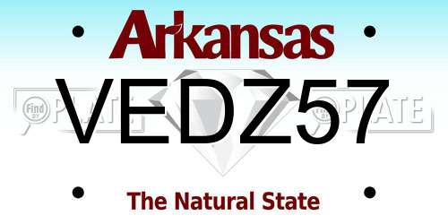 VEDZ57 Arkansas License Plate