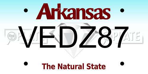 VEDZ87 Arkansas License Plate