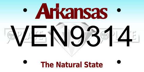 VEN9314 Arkansas License Plate