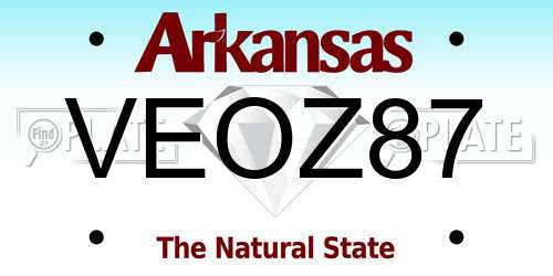 VEOZ87 Arkansas License Plate