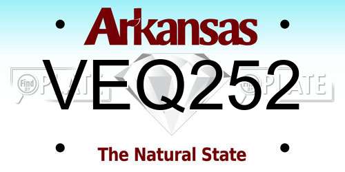 VEQ252 Arkansas License Plate
