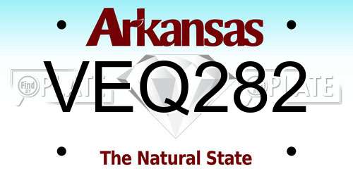 VEQ282 Arkansas License Plate