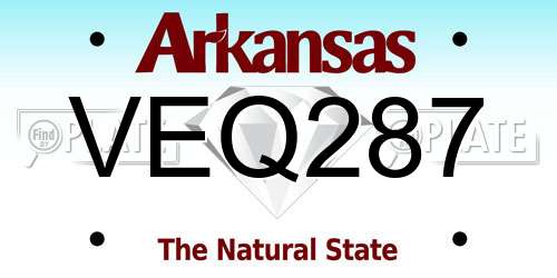 VEQ287 Arkansas License Plate