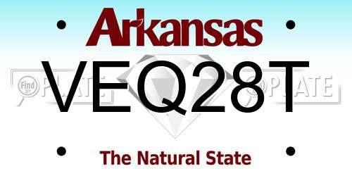 VEQ28T Arkansas License Plate
