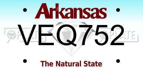 VEQ752 Arkansas License Plate