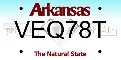 VEQ78T Arkansas License Plate