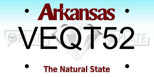VEQT52 Arkansas License Plate