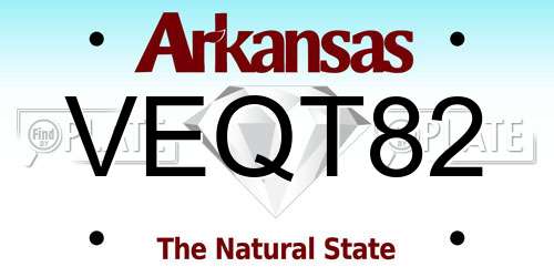 VEQT82 Arkansas License Plate