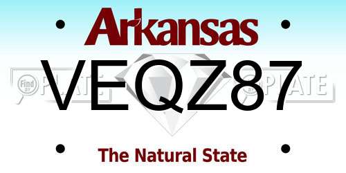 VEQZ87 Arkansas License Plate