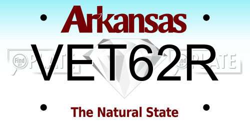 VET62R Arkansas License Plate