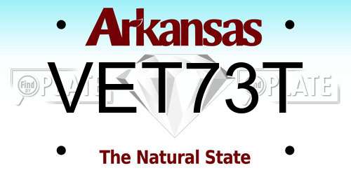 VET73T Arkansas License Plate