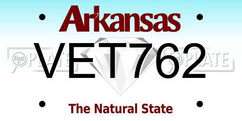 VET762 Arkansas License Plate