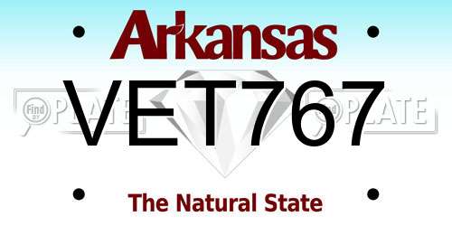 VET767 Arkansas License Plate
