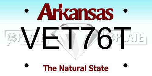 VET76T Arkansas License Plate