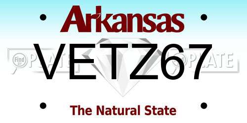 VETZ67 Arkansas License Plate