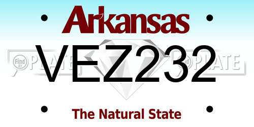 VEZ232 Arkansas License Plate