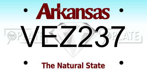 VEZ237 Arkansas License Plate