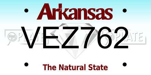 VEZ762 Arkansas License Plate